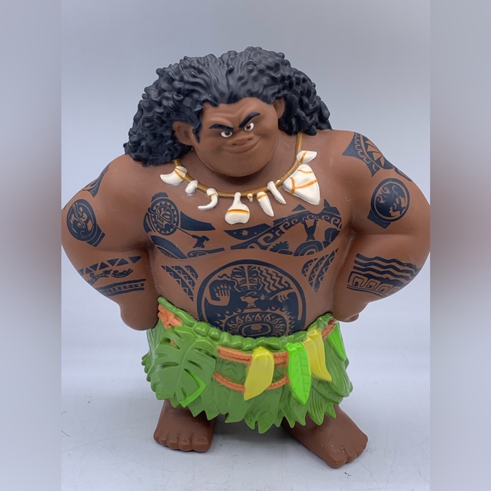 DISNEY Moana Mega Maui 8" Action Figure Doll Hard Plastic Toy & Moana Mini Doll.